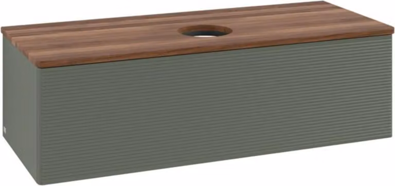 V&B Mobiletto con struttura frontale, con illuminazione Antao 120x36x50cm, WBP w. wal, lea gre. m Lac