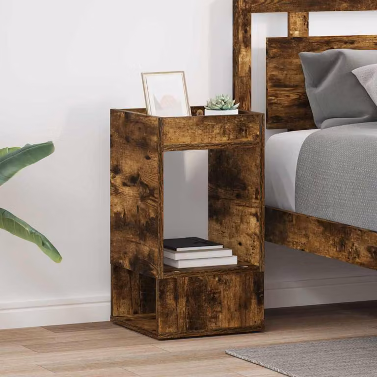 Set di 2 tavolini da soggiorno vidaXL in legno ingegnerizzato, colore rovere fumé, L/P/H: 30 x 30 x 56 cm