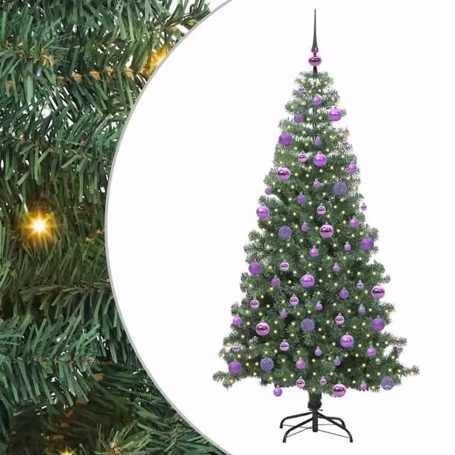 Albero di Natale verde vidaXL con 300 LED luce bianca calda in PVC, Altezza: 240 cm – 1