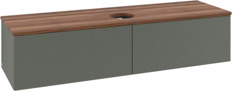 V&B Mobiletto con struttura frontale - illuminazione Antao 160x50cm, WBP w. wal, lea gre. m Lac