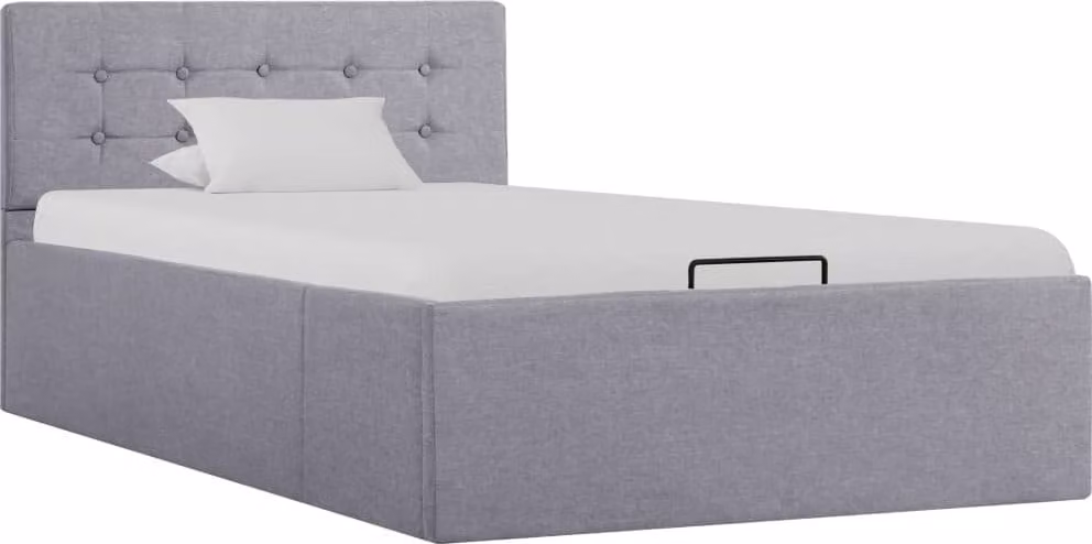 The Living Store Letto contenitore Idraulico Tessuto grigio chiaro 90×200 cm