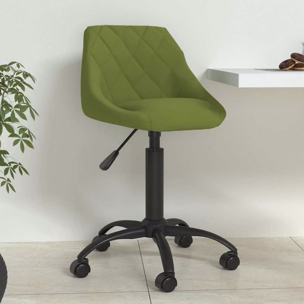 Sedia da pranzo girevole vidaXL in velluto verde con ruote per soggiorno e cucina