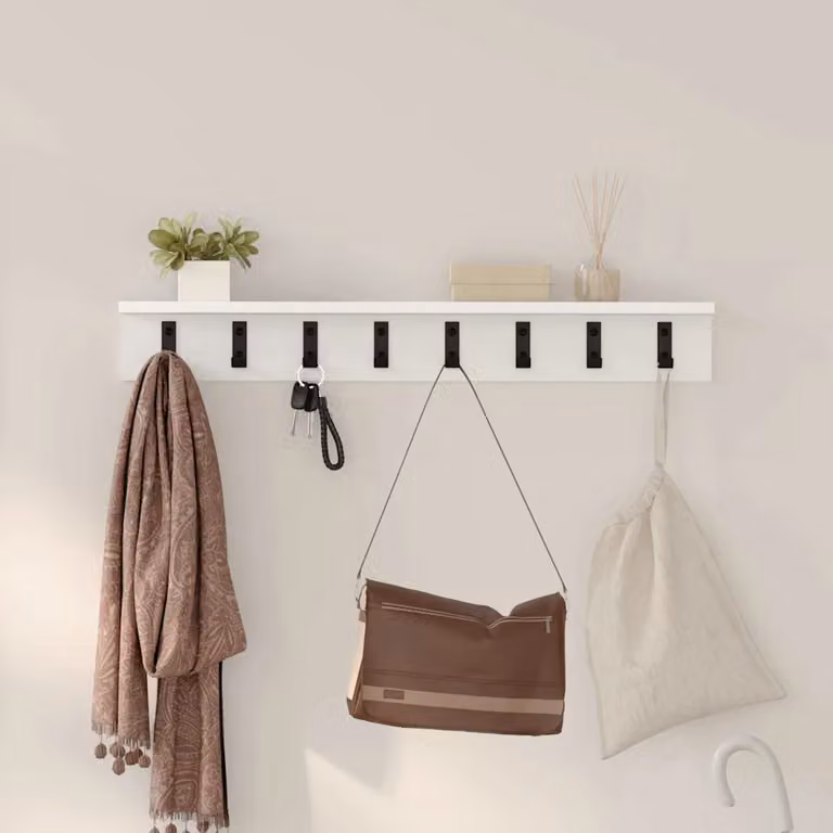 vidaXL Appendiabiti a muro moderno in MDF bianco L 80 x P 10,5 x H 10,5 cm
