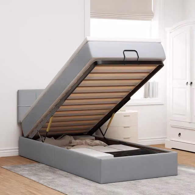 Pouf Letto con Materasso vidaXL Grigio Chiaro con LED e Porte USB L/P/H: 90 x 200 x 88 cm – 1