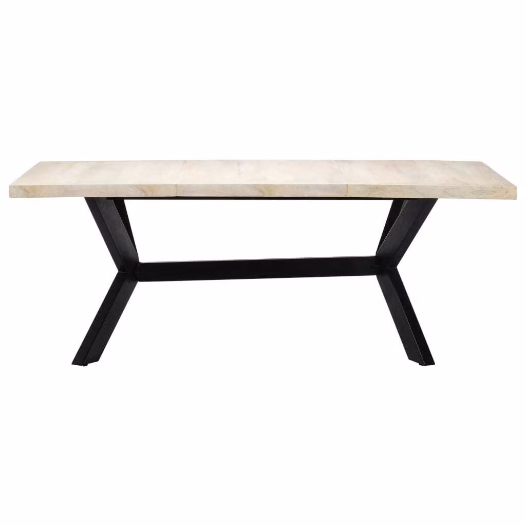 vidaXL Tavolo da pranzo bianco 200×100×75 cm in legno massiccio di mango