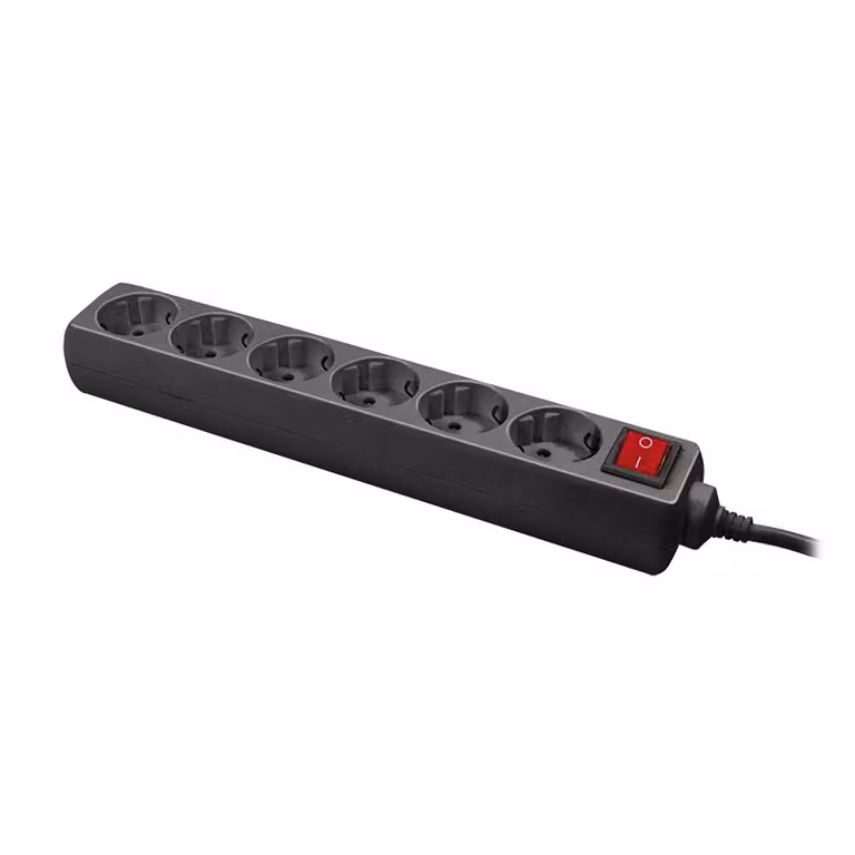 Striscia di prese LogiLink a 6 vie nera 1,4 m (1 blister)