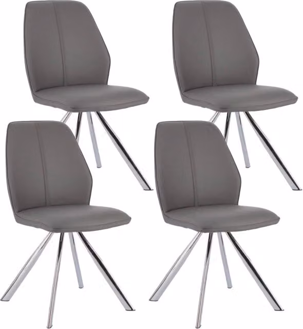 Set di 4 sedie Maxwell GIORDANOSHOP in ecopelle grigio, L: 44 cm, P: 62 cm, H: 88 cm