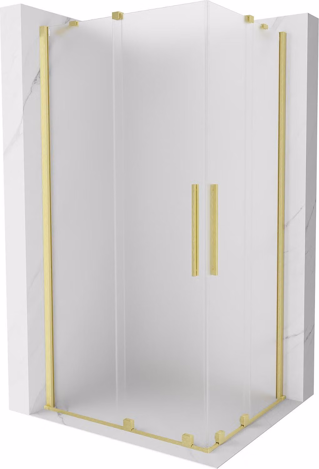 Mexen Velar Duo cabina doccia scorrevole 100 x 90 cm, smerigliata, oro spazzolato - 871-100-090-32-55