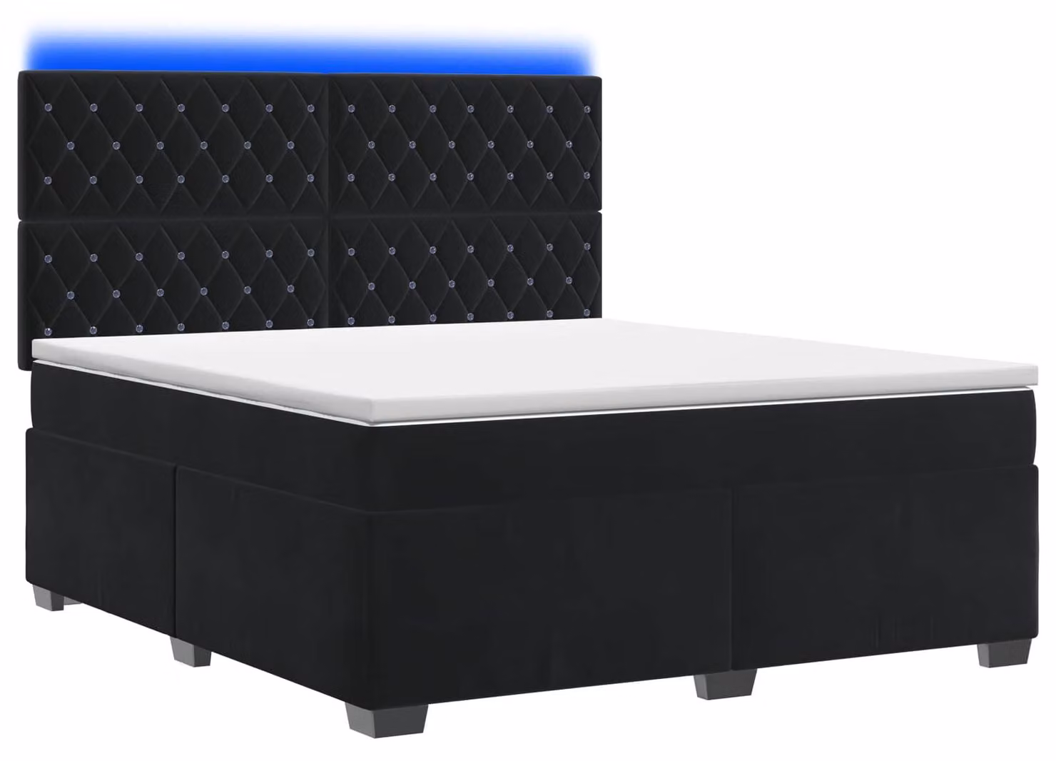 Letto a molle con materasso nero 140 x 200 cm in velluto