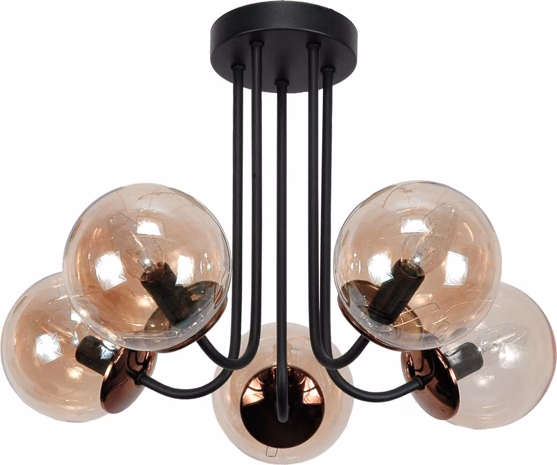 Lampada A Sospensione Plafonniera In Vetro Nero Ambra 15-200 Gosti