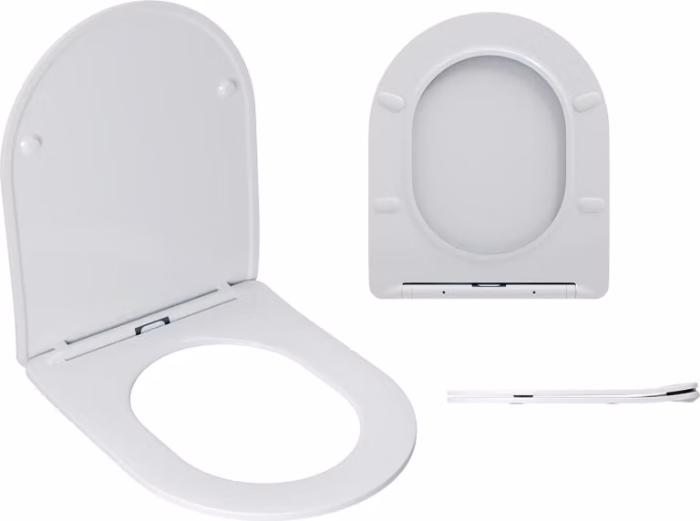 Granitan - Sedile per WC - Sedile per WC - Bianco - Chiusura ammortizzata - EasyClean - Accessori per il bagno