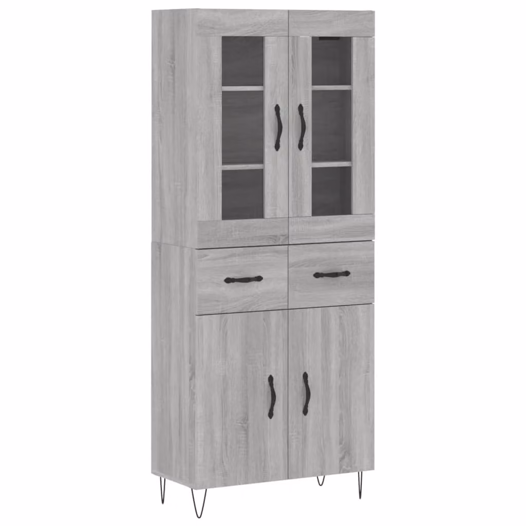 Credenza Grigio Sonoma 69,5x34x180 cm in Legno Multistrato