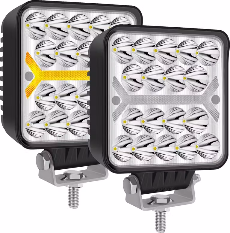 SUFEMOTEC Faro da lavoro a LED con luce gialla 11,5 cm 12 V 2 pz.