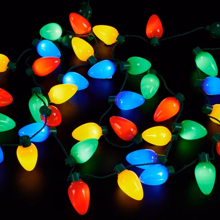 Catena luminosa a LED per Natale, 9 lampadine, 6 modalità, 15,3 cm, plastica, multicolore