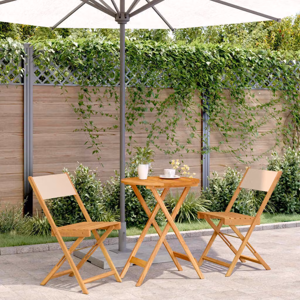 Maison Exclusive - Set da bistrot a 3 pezzi in tessuto beige e legno massello