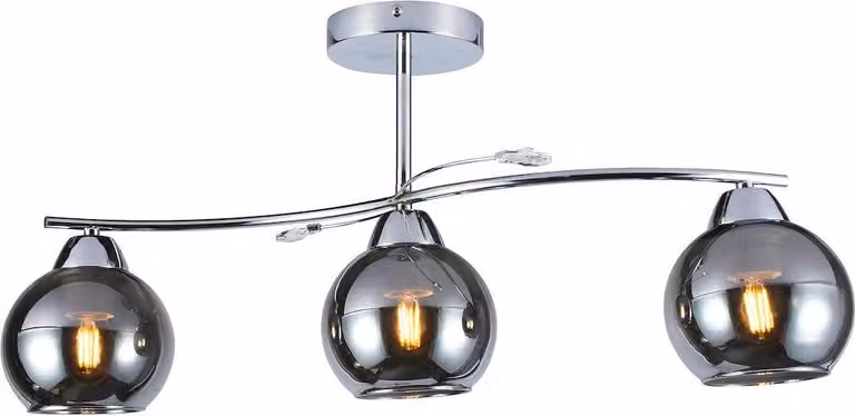 Lampada da soffitto Connor cromata-argento 3xE27x40W in vetro, dimensioni: 29x64x13 cm, IP20, Milagro