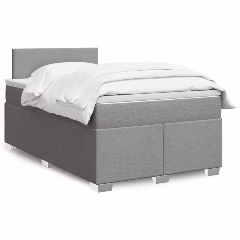 vidaXL Giroletto a Molle con Materasso Ibrido in Tessuto Grigio e Bianco L/P/H: 120 x 200 cm