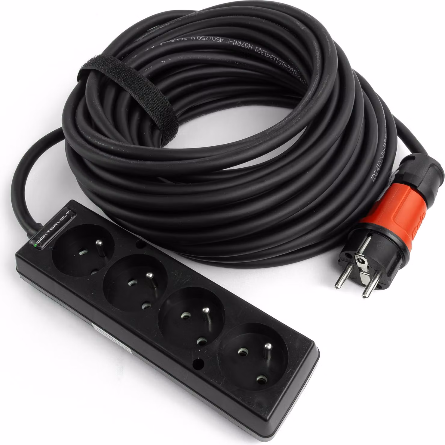 Cavo di prolunga a 4 vie 15m striscia di prese 3x1,5mm2 nero Doktorvolt DV-4940-F