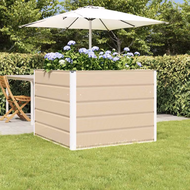 Fioriera vidaXL in acciaio beige L: 100 cm, P: 100 cm, H: 75 cm