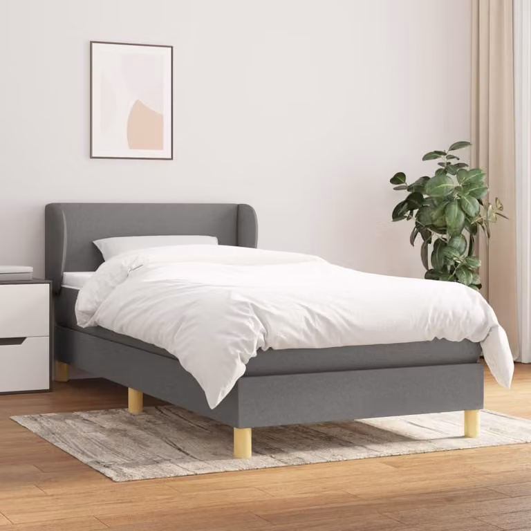 Maison Exclusive - Giroletto a Molle con Materasso Grigio Scuro 80x200 cm Tessuto