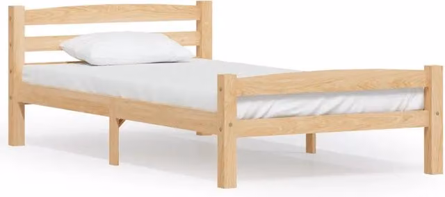 Letto singolo per adulti in legno massello di pino con giroletto senza materasso 100 x 200 cm