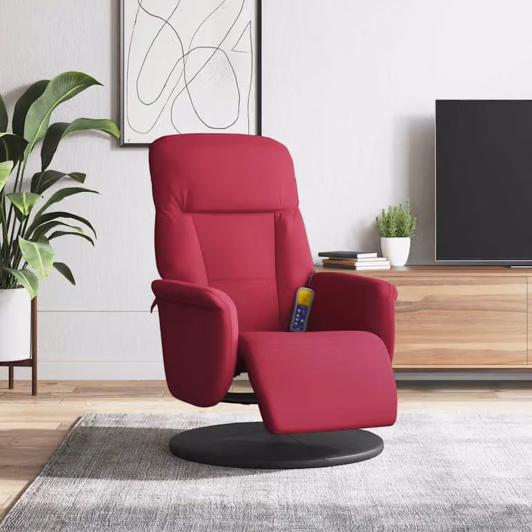 vidaXL Poltrona Reclinante Relax con Poggiapiedi in Velluto Rosso
