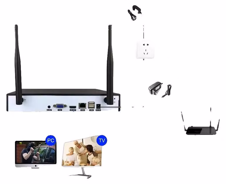 Registratore NVR Wi-Fi, risoluzione 5MP, monitoraggio remoto, 16 canali, senza disco rigido