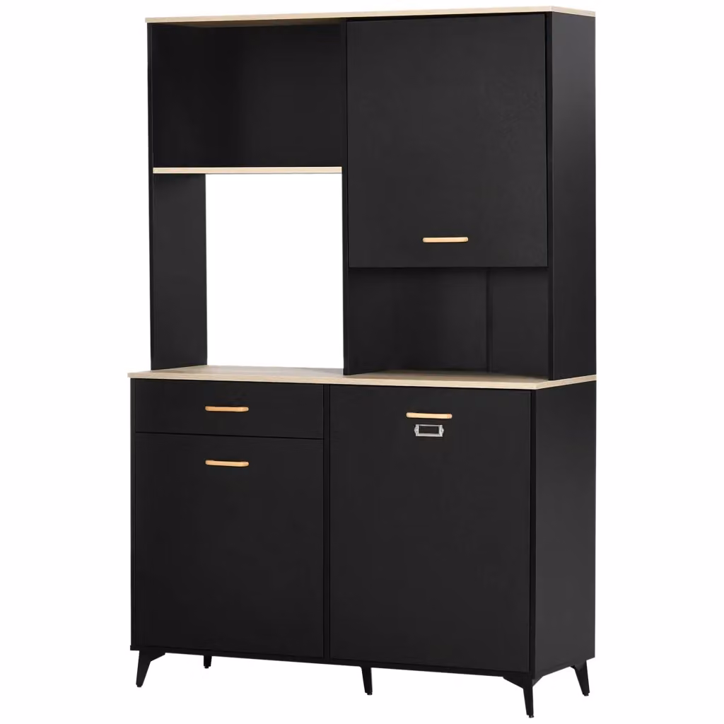 Mobile da cucina moderno Xylo nero con ante, cassetti e ripiani L: 119 cm, P: 41 cm, H: 180 cm – 2