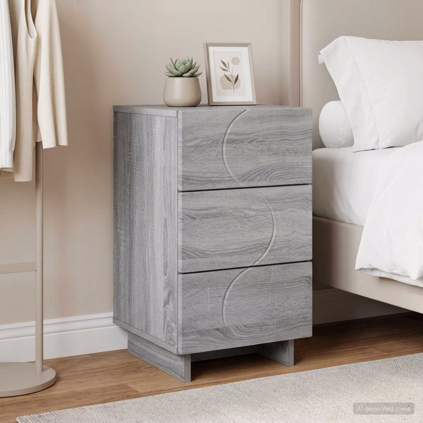 Comodino vidaXL Grigio Sonoma in Legno Composito L: 33,5 cm, P: 34,5 cm, H: 60 cm