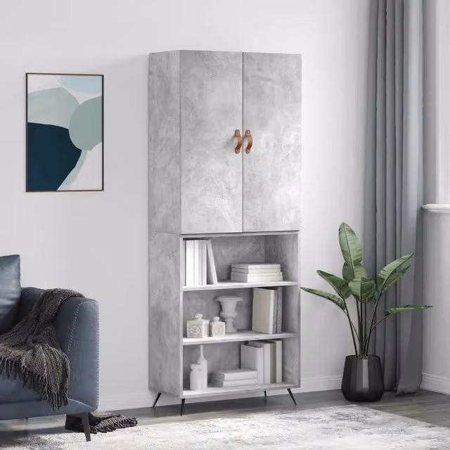 Credenza Buffet Armadio da Cucina Design Mania Grigio, L/P/H: 69,5 x 34 x 180 cm – 1