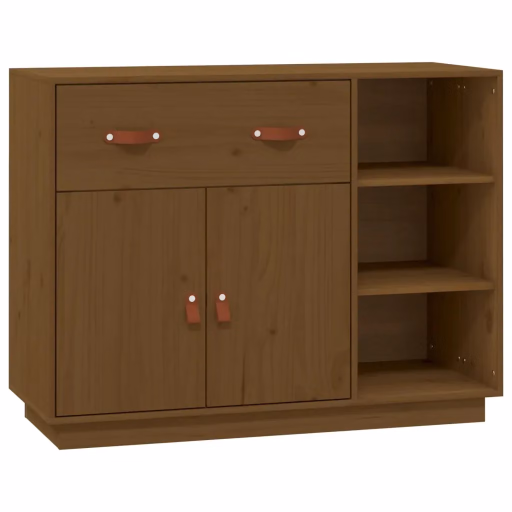 Credenza Rustica vidaXL in Legno Massello di Pino, Marrone, L: 98,5 cm, P: 40 cm, H: 75 cm – 2