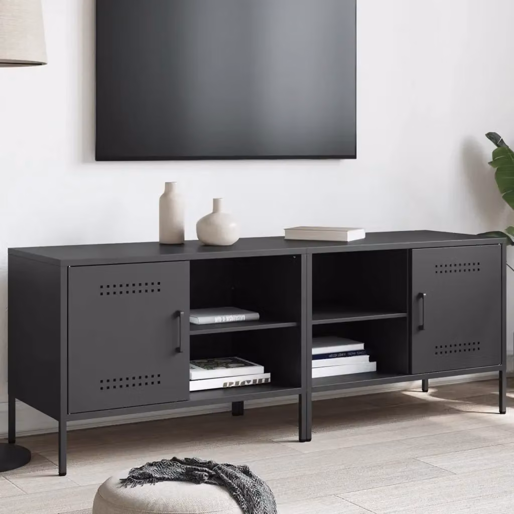 Set di 2 Mobili TV in Acciaio Nero Stile Industrial L: 68 cm, P: 39 cm, H: 50,5 cm – 2