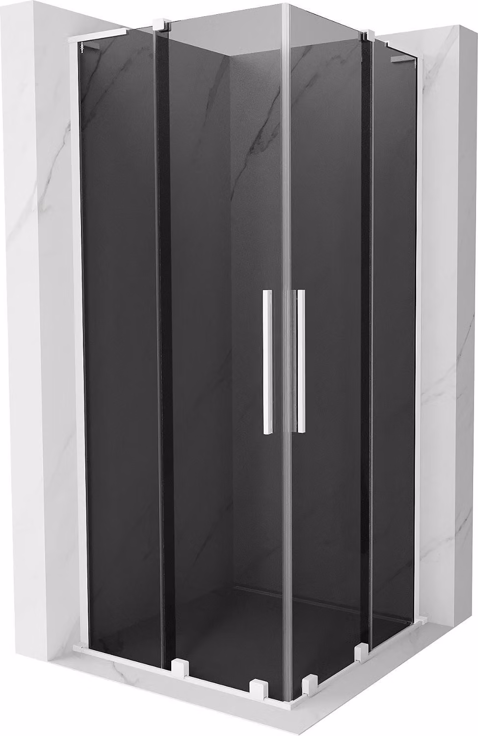 Mexen Velar L Duo cabina doccia scorrevole 80 x 80 cm, grafite, bianco - 871-080-080-02-43-20