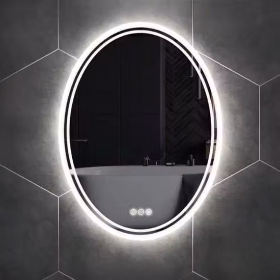 Specchio Bagno a LED - Ovale - Illuminazione Dimmerabile - Anticondensazione - Montaggio a Parete - 50x70cm