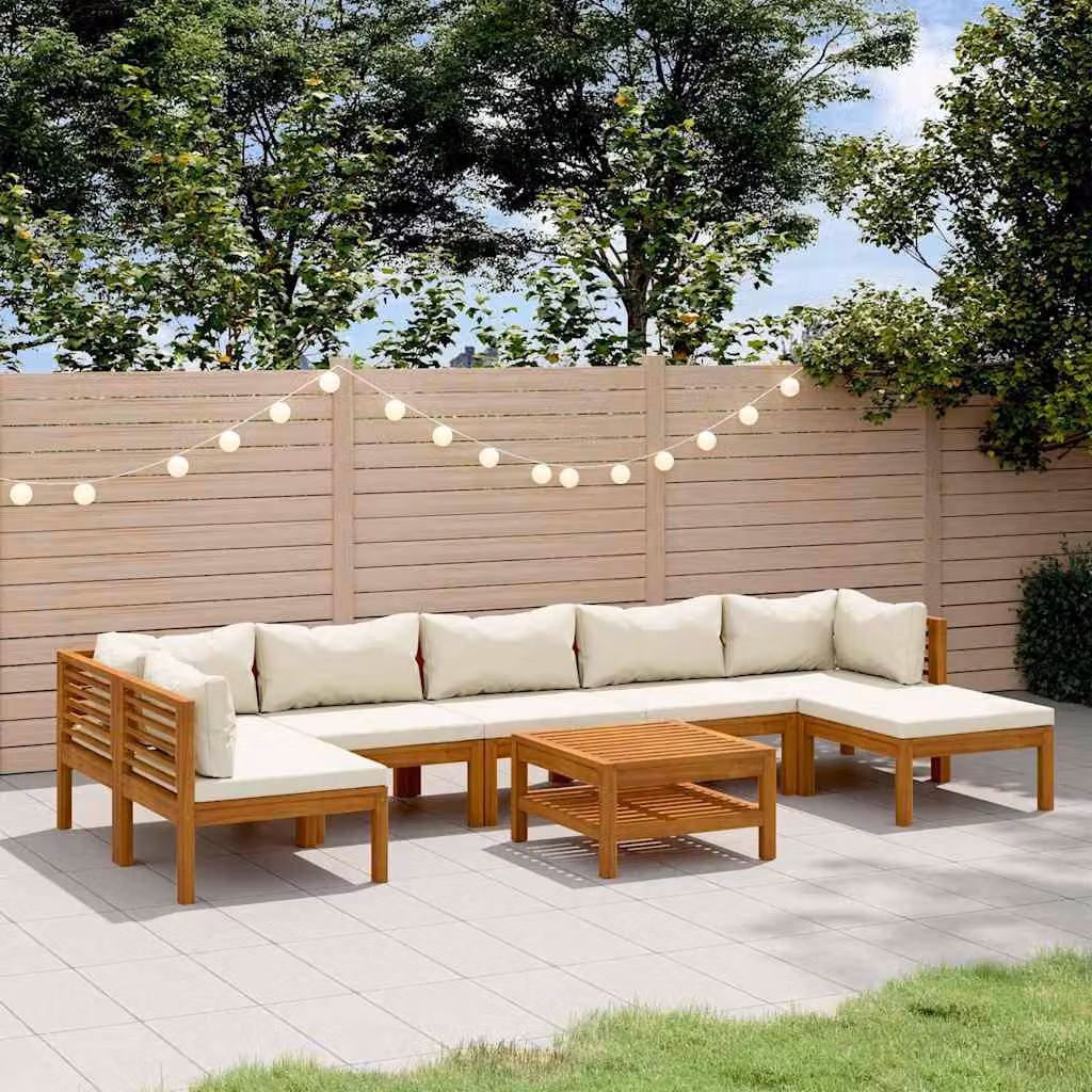 vidaXL Set Divani da Giardino 8 pz in Legno di Acacia con Cuscini Beige