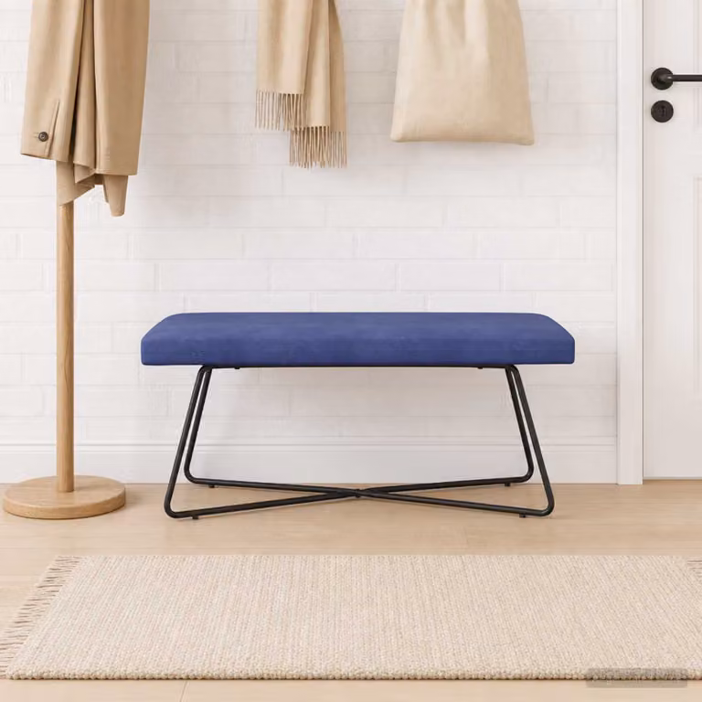 Panchina moderna vidaXL in velluto blu L: 110 cm, P: 40 cm, H: 45 cm