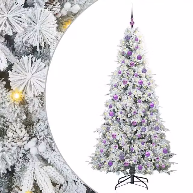 Albero di Natale artificiale moderno vidaXL bianco con luci LED bianco caldo, Altezza: 180 cm