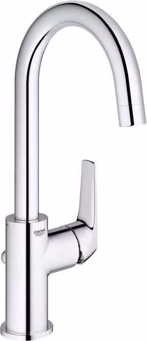 Miscelatore monocomando per bagno GROHE Start Flow, misura L, cromato, risparmio idrico, bocca alta girevole a 360°, cartuccia LongLife