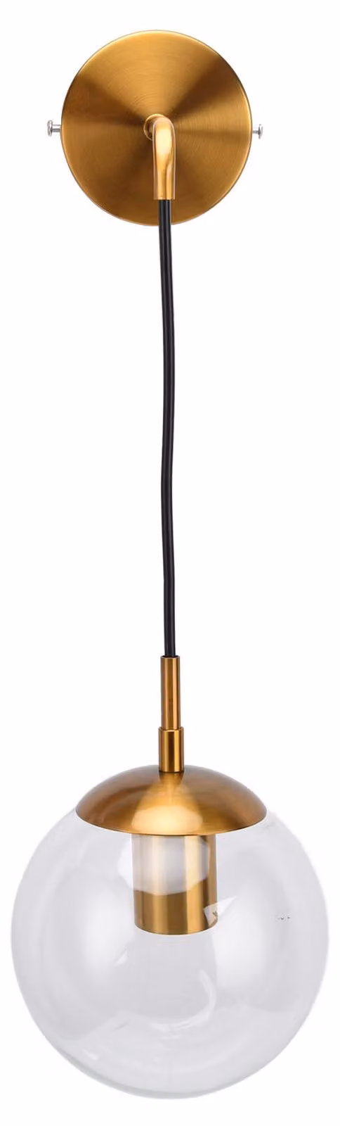 Lampada da parete moderna in stile retrò, con decorativa sfera di vetro minimalista, attacco E27, ideale per soggiorno, camera da letto, studio, compatibile con tensioni da 110–240 V