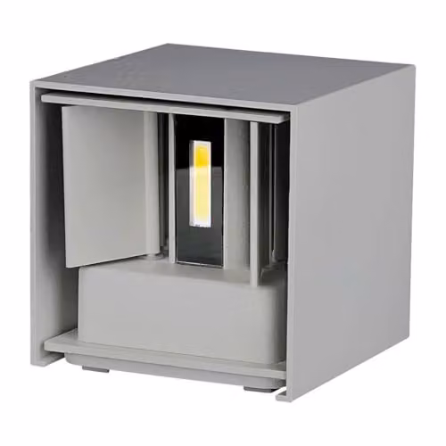 Lampada LED da Muro Quadrata Doppio LED COB 11W Colore Grigio Satinato Fascio Luminoso Regolabile 3000K IP65
