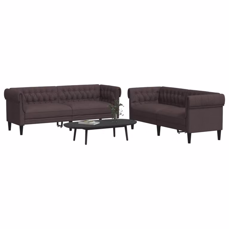 Set di 2 divani vidaXL moderni in tessuto marrone con struttura in legno massiccio per soggiorno