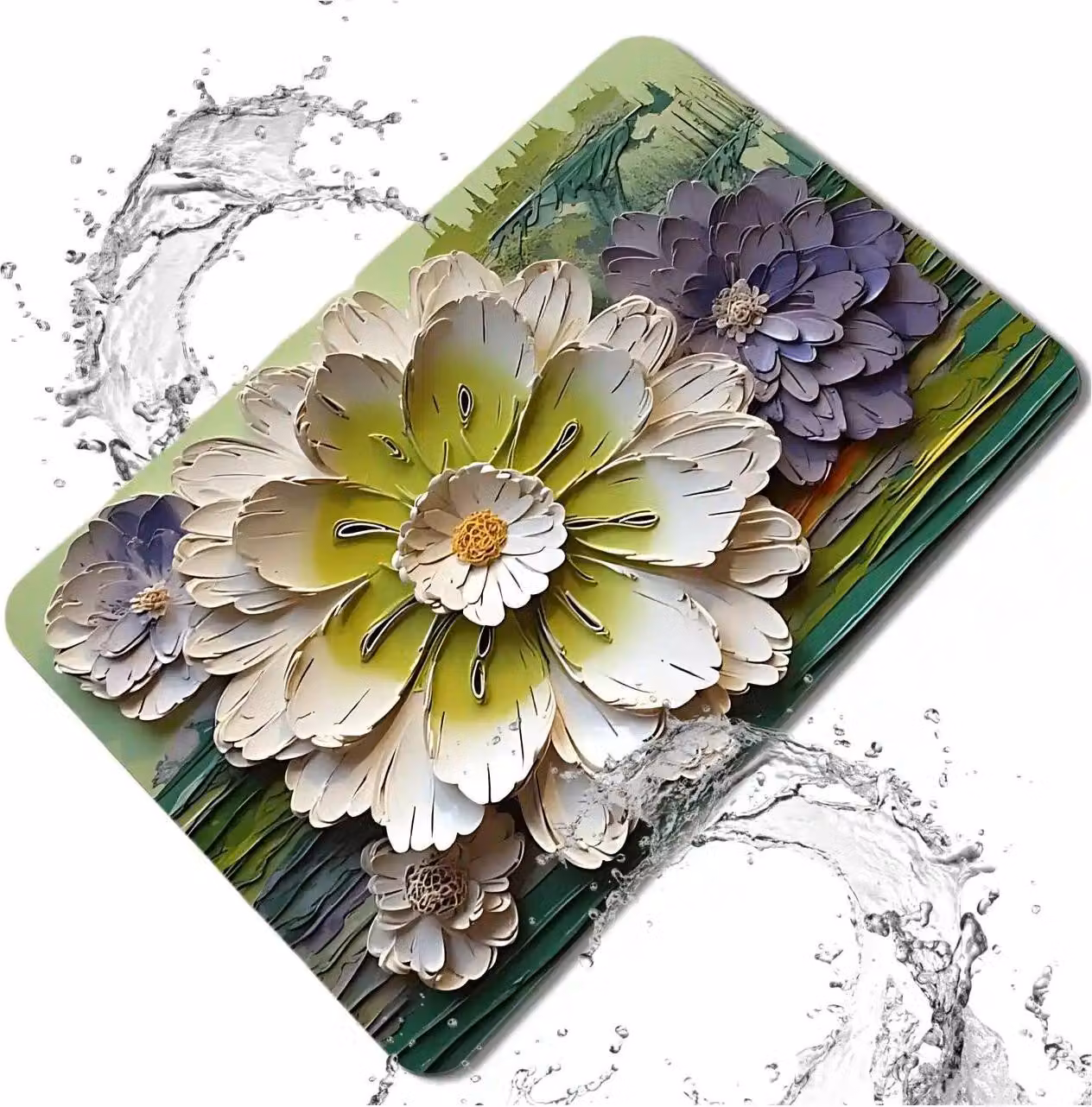 EDIBAZZAR | Tappeto da bagno antiscivolo con fiori 40x60 cm