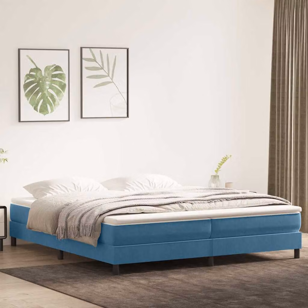 Maison Exclusive - Letto a Molle senza Materasso Blu Scuro 200x210 cm in Velluto