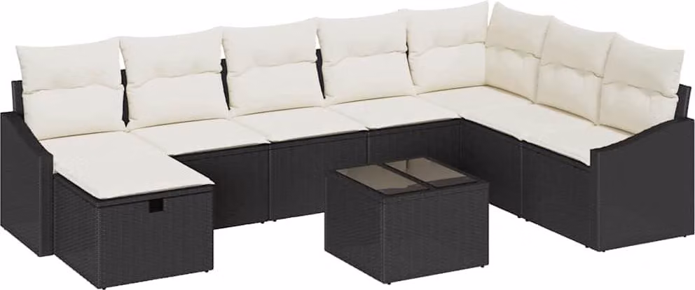 Set Divano da Giardino con cuscino 9 pcs polyrattan