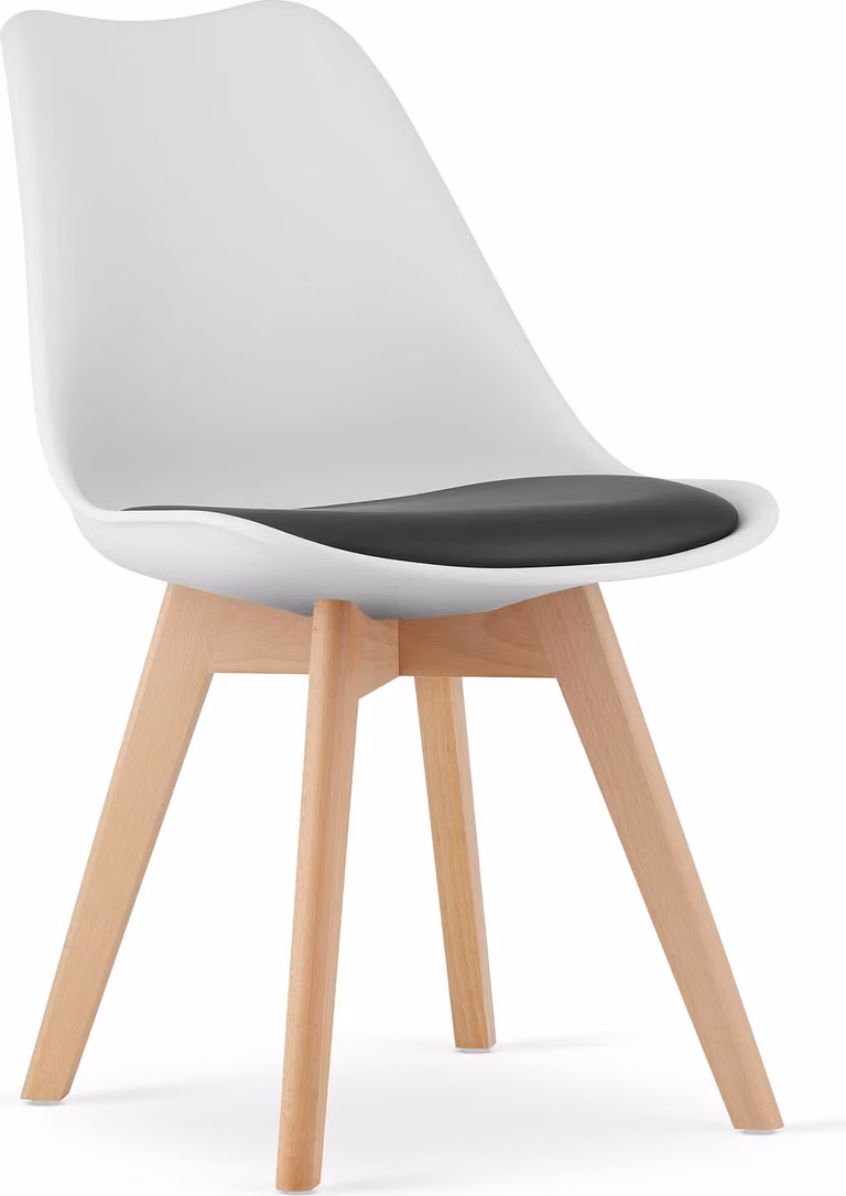 Sedia MARK bianco e nero / gambe naturali x 1