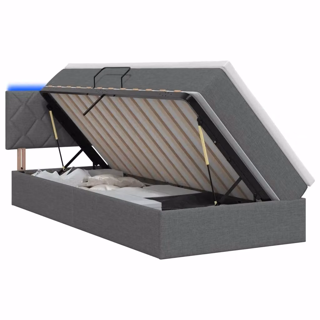 Letto con contenitore vidaXL Grigio con illuminazione LED e porta USB, L/P/H: 204 x 90 x 88 cm – 2