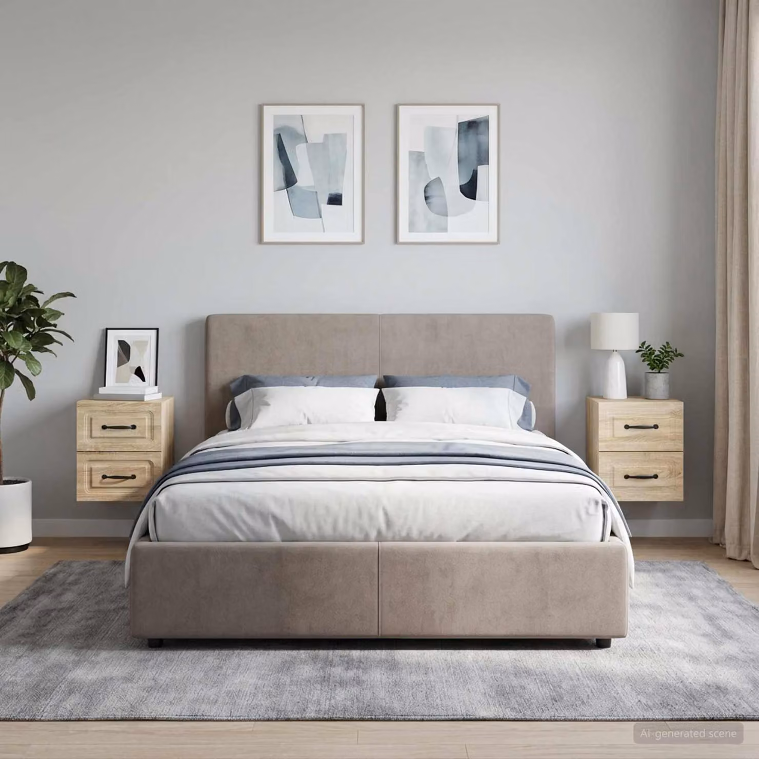 Set di 2 comodini sospesi vidaXL in Rovere Sonoma, L 34,5 cm x P 33 cm x H 40 cm
