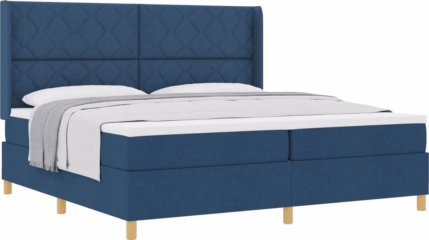 Letto a molle con materasso Blu 200 x 200 cm Tessuto