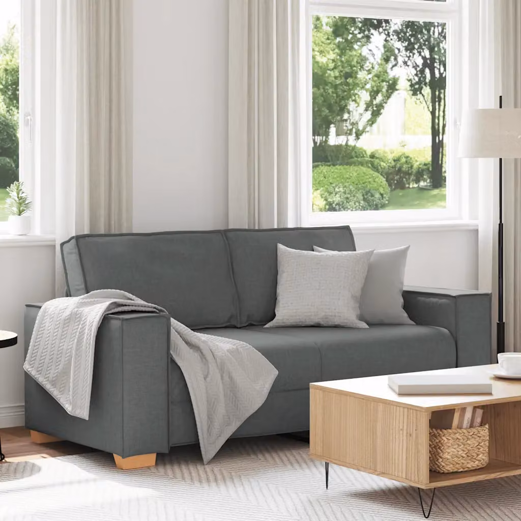 Divano a 2 posti vidaXL in tessuto grigio con cuscini, design moderno per soggiorno o ufficio, L: 180 cm, P: 78 cm, H: 84 cm