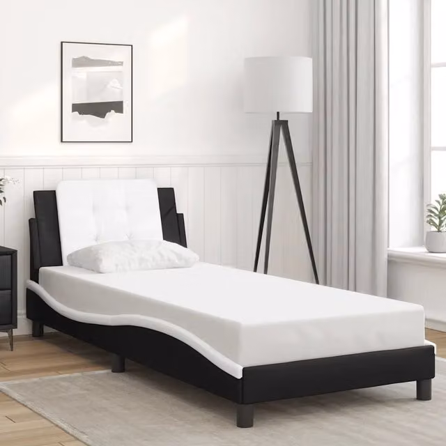 Giroletto Zadar VIDAXL senza materasso in similpelle nero e bianco L/P/H: 200 x 90 x 74,5 cm – 1